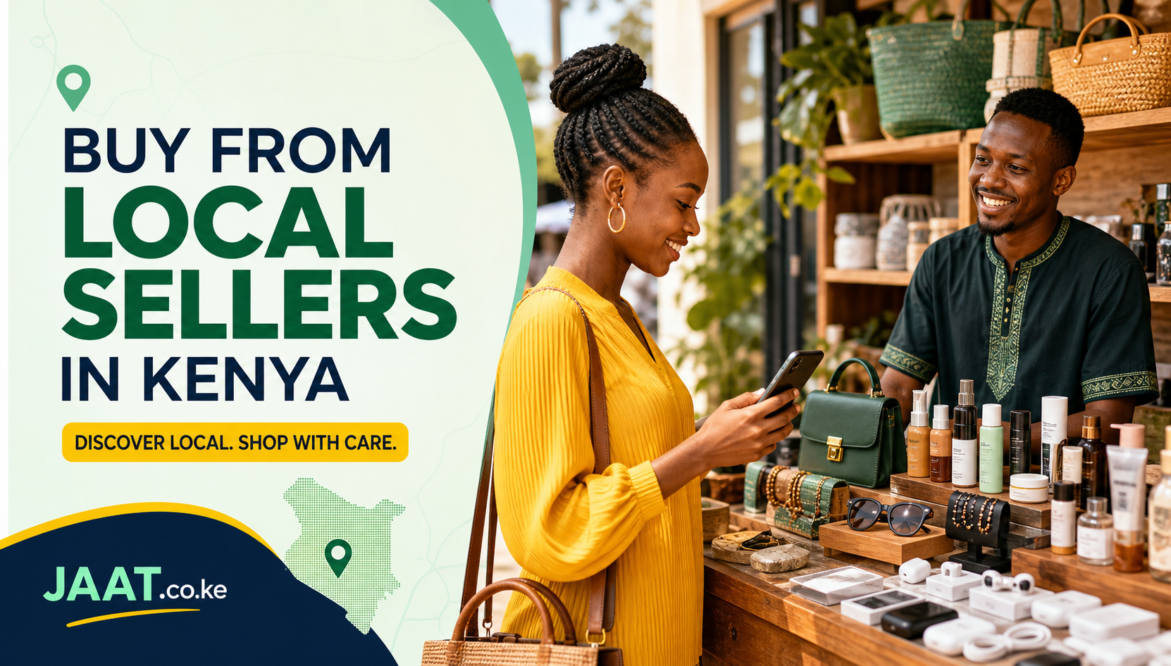 Kenyan shopper comparing products from local sellers on a marketplace using a smartphone