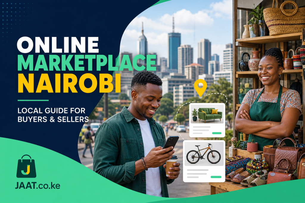 Buyer and seller using an online marketplace in Nairobi on their phones