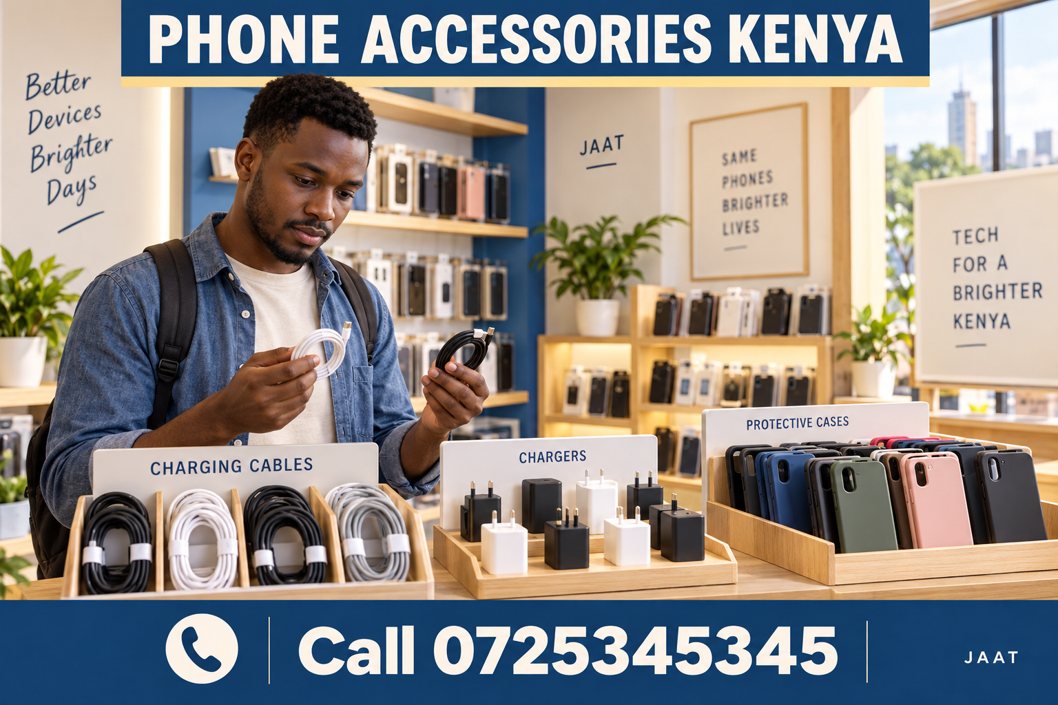 Phone accessories kenya illustration — call JAAT 0725345345