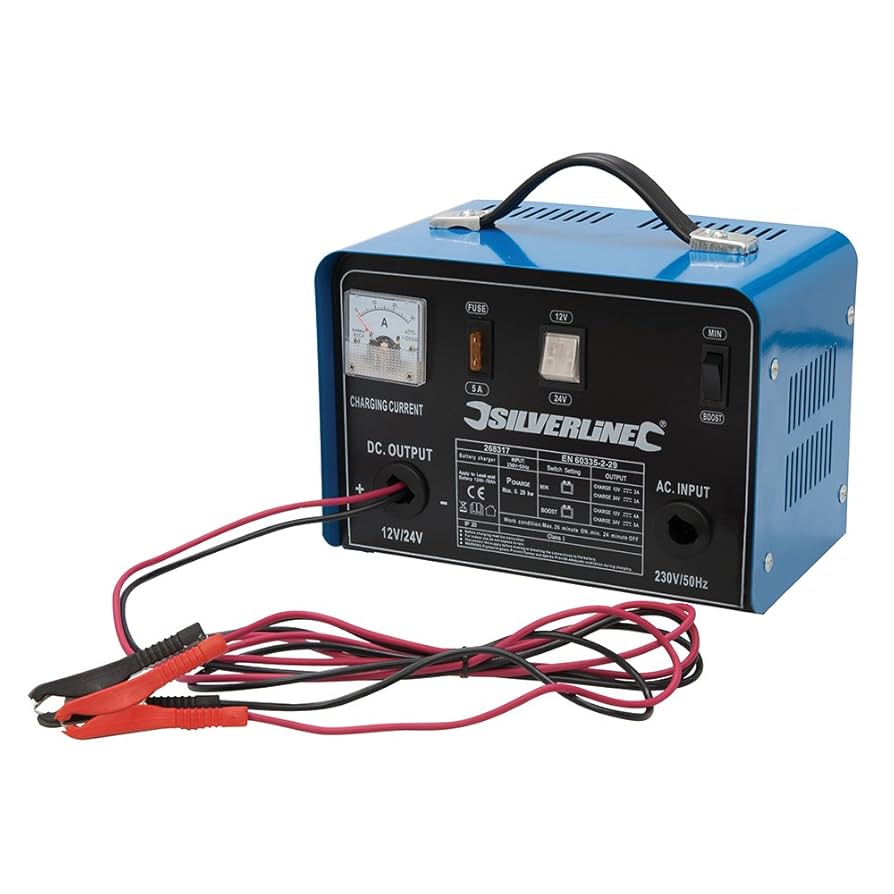 Silverline Battery Charger Portable 12V & 24V